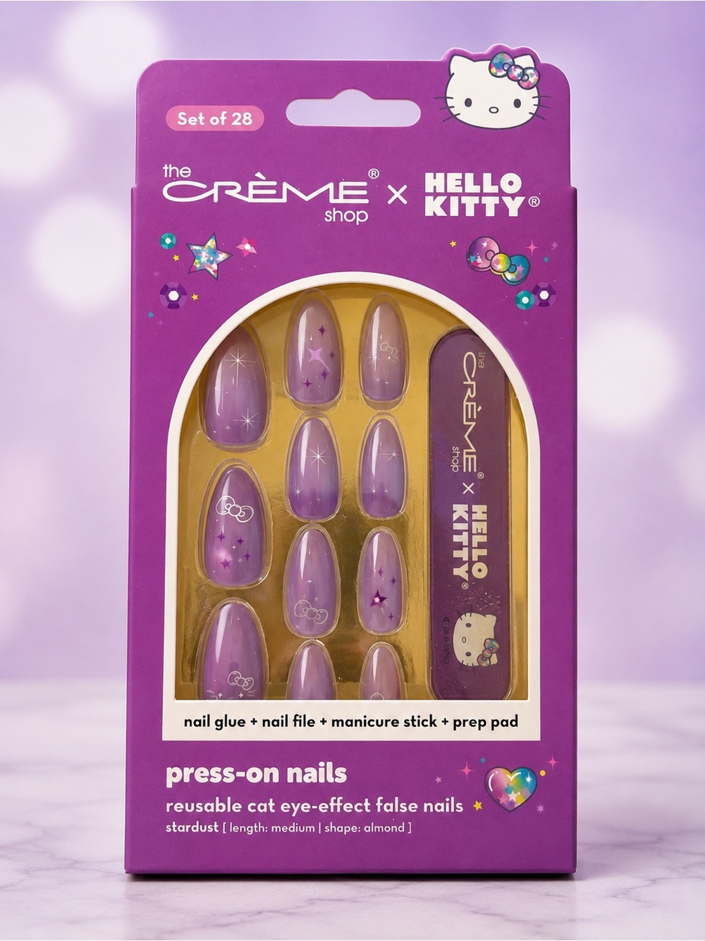 The crème shop hello kitty Purple Press-On Nails - Set of 28